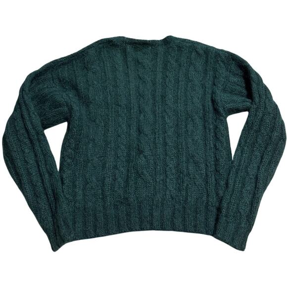 VTG J.G. Hook Crop Cable Knit Fisherman Cardigan Sweater Mohair Sz M Green *Flaw - Picture 6 of 8